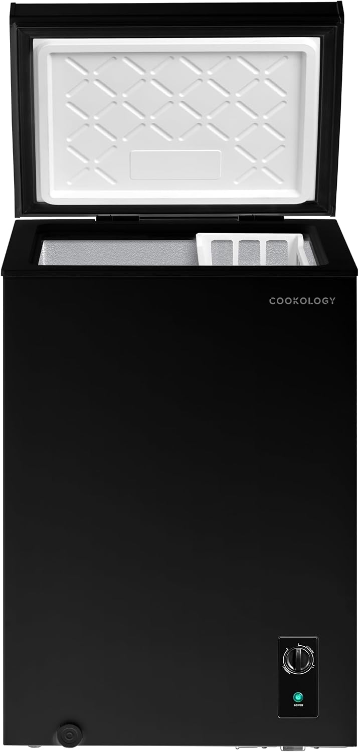 Cookology 99L Chest Freezer CCFZ99BK – Switches to Fridge Mode, Quiet 41dB, Garage Safe, Removable Basket, Black