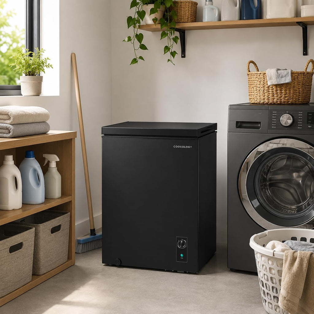 Cookology 99L Chest Freezer CCFZ99BK – Switches to Fridge Mode, Quiet 41dB, Garage Safe, Removable Basket, Black